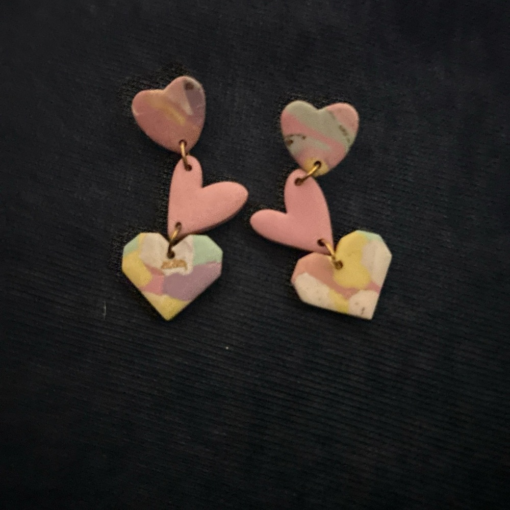 Colorful Heart Drop Earrings